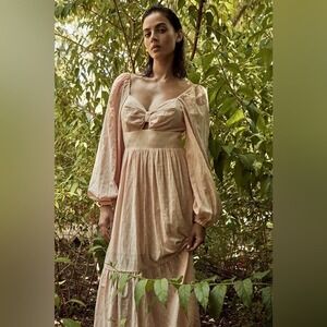 We Are Kindred ISABELLA CUT OUT BUSTIER MIDI DRESS Blush 4